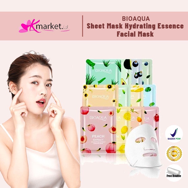 【BPOM】BIOAQUA sheet mask Hydrating Essence face Mask Brightening Moisturizing skin care anti aging Masker Wajah (25g/pcs)