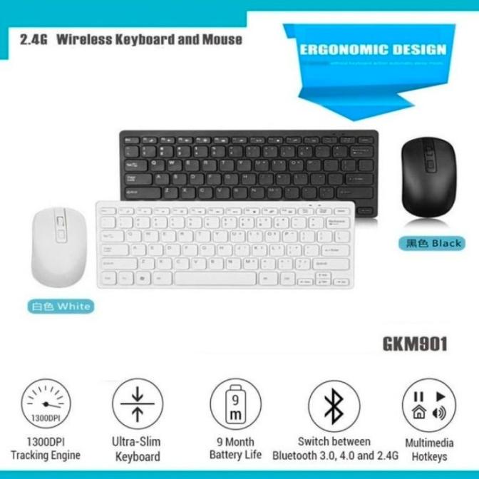 PAKET KEYBOARD WIRELESS + MOUSE WIRELESS COMBO SET GKM901 TERMURAH