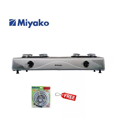 Miyako Kompor Gas 2 Tungku Stainless Steel KG-202SE FREE Paket Miyako Selang Gas Meter