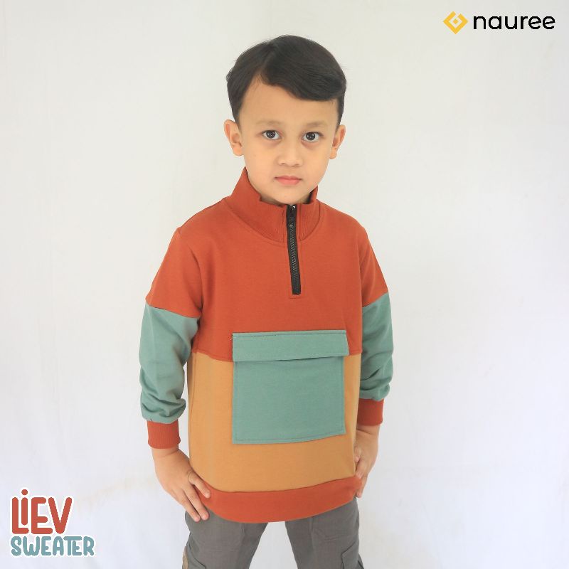 Nauree - Sweater Liev Aanak Laki Laki Umur 1 2 3 4 5 6 7 8 Tahun Basic Polos Sweter Bahan Terry Combed Halus Berkualitas Setelan Anak Kekinian Import Korea Styyle Menyerap Keringat Dingin Tidak Panas