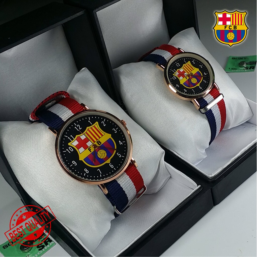 (LIMITED EDITION) JAM BARCELONA COUPLE TALI KANVAS (HITAM)