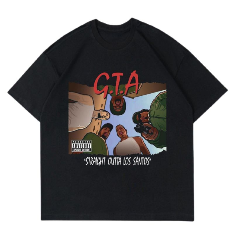 KAOS GTA SAN ANDREAS | STRAIGHT OUTTA LOS SANTOS | BAJU | T SHIRT | BOOTLEG | VINTAGE | OVERSIZE | H