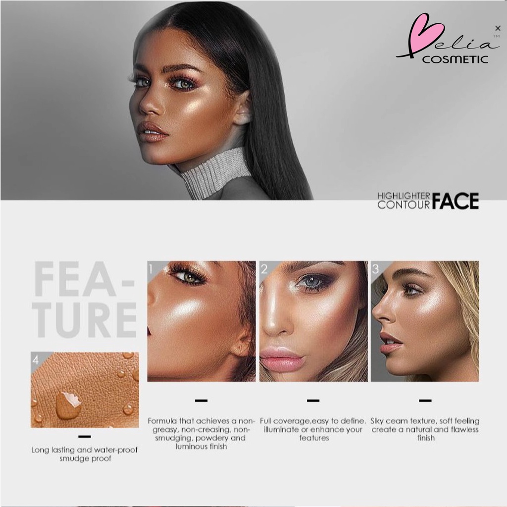 ❤ BELIA ❤ FOCALLURE FA01 Highlighter &amp; Contour Multi Stick | Silky Cream Highlighter / Contour - 4 Colours | BPOM