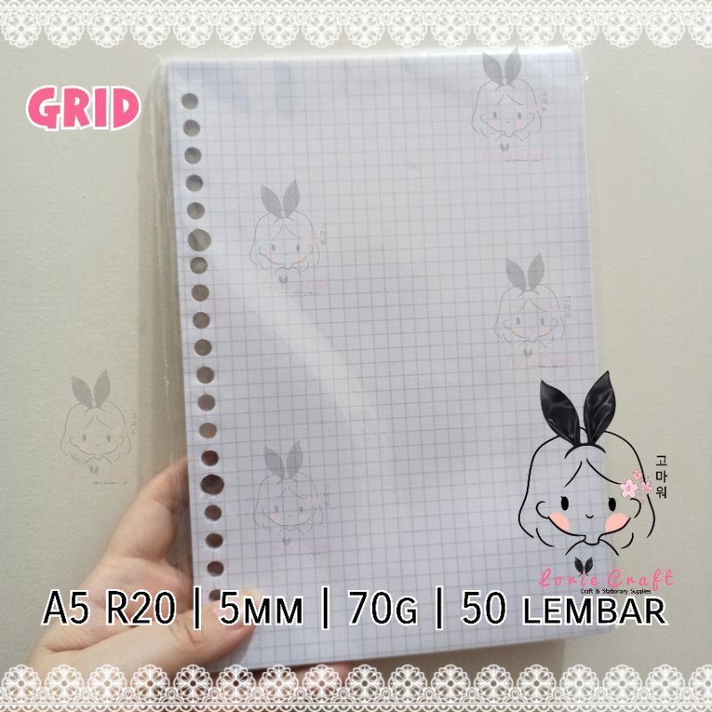 Kertas Binder Loose Leaf A5 RING 20 HVS Whitelines Lines Loose Dot Grid Square 70 | 80 | 100gsm