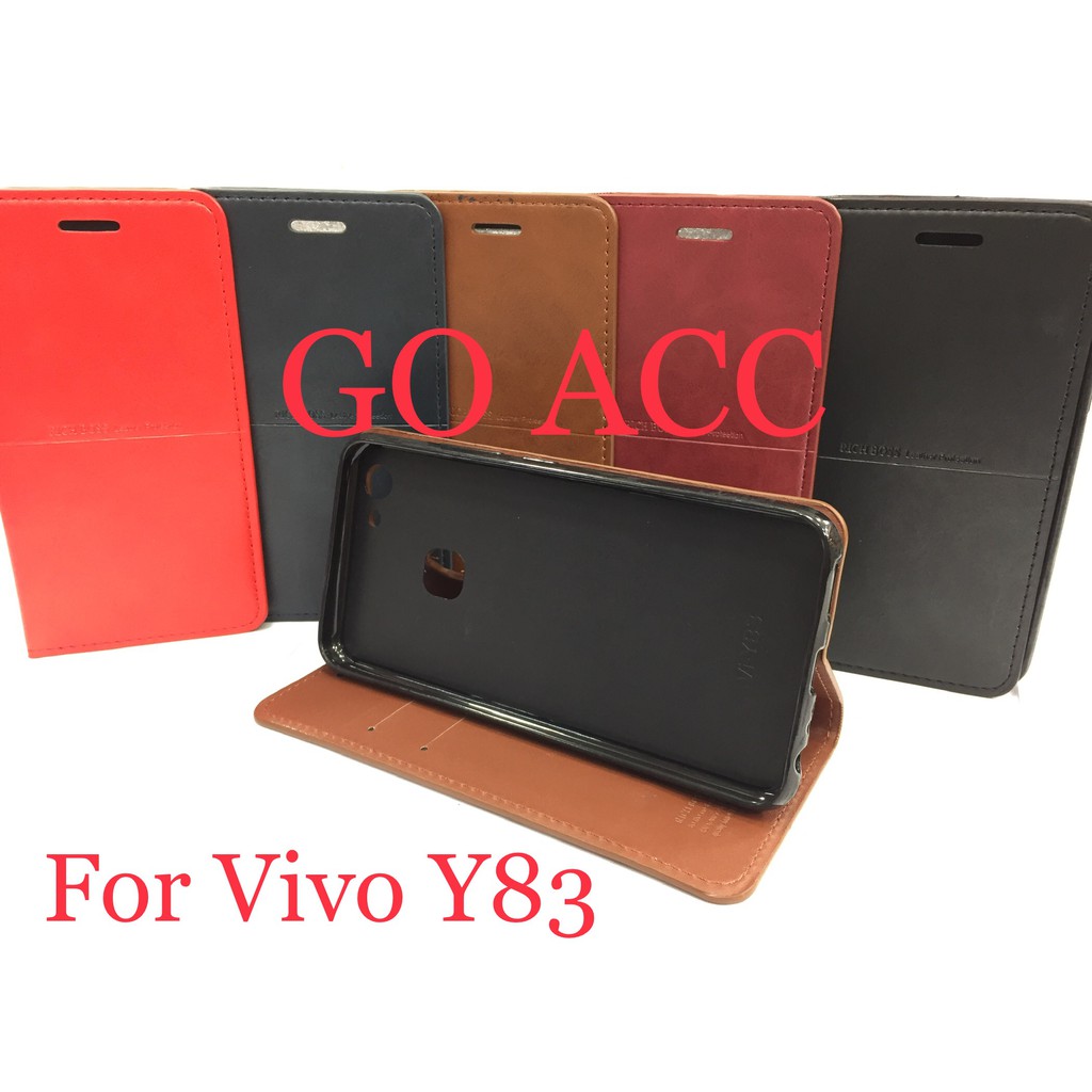 Leather Flip Cover VIVO Y83 - Wallet Case - Casing Kulit Dompet