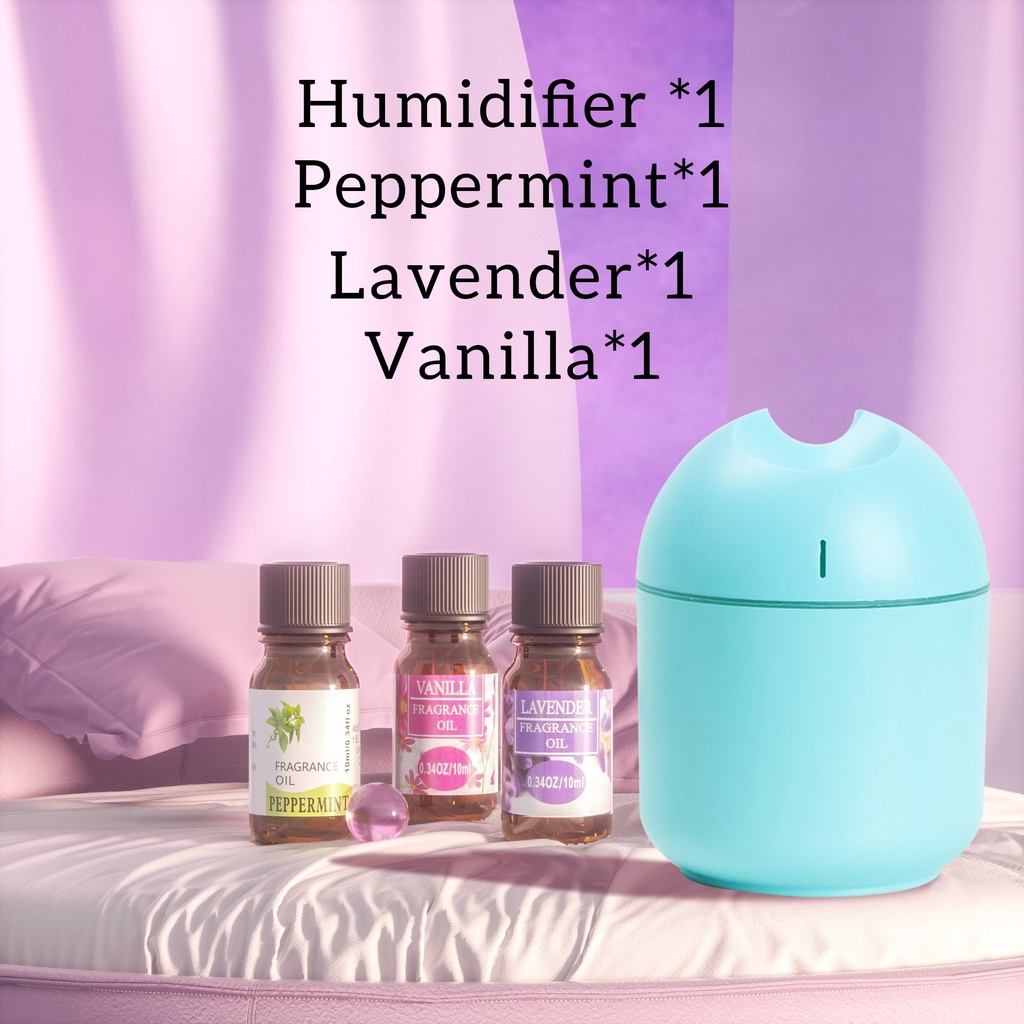 [endear]100% ORI Humidifier 250ML Essential Oil Diffuser Aroma Terapi Pengharum Ruangan-Blue*1+ OIL 10ML*3
