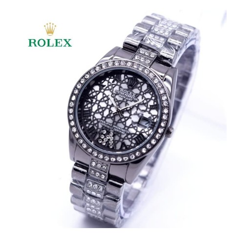 BAJ JAM TANGAN ROLEX RANTAI PLAT MADU JAM TANGAN MURAH WANITA RX012