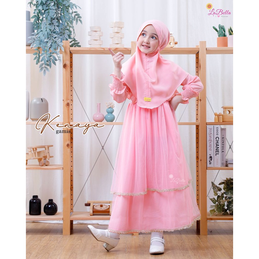 KNY 10 Baju Muslim Setelan Gamis Anak Labella Kenaya Rose Pink