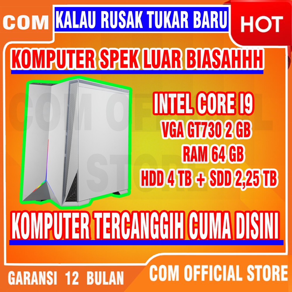 Bergaransi (GGP) cpu pc computer komputer CORE I9 64GB GAMING EDITING DESAIN rakitan MURAH CANGGIH