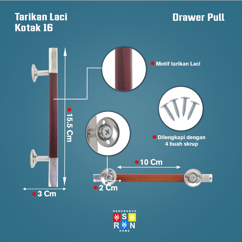 Tarikan Laci Lemari Jendela Model Kotak 16CM  / Handle Gagang Pintu Drawer Pull Door Knob Resonance Home