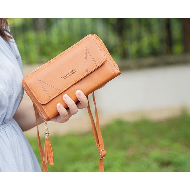 PREMIUM Baru Tas Wanita Dompet PU Kulit Tas Bahu Panjang Clutch Fashion Kapasitas Besar Pemegang Kartu Perempuan Ritsleting Dompet Selempang