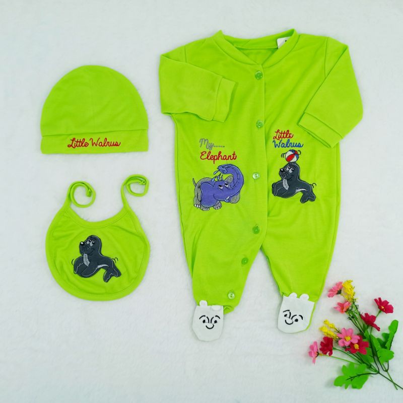 Ss#2002 Romper Bayi New Born 0-6bulan / Romper free topi &amp; celemek