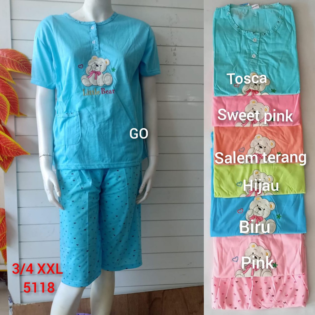 gof A BABYDOLL BOBO JUMBO Dewasa 3/4 Pakaian Wanita Setelan Baju Tidur Busui Piyama