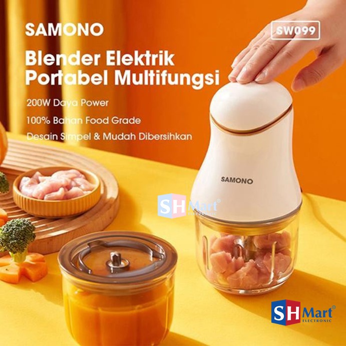 SAMONO Food Chopper Kaca Blender Mukltifungsi 0.3 L Food Processor Penggiling Daging Elektrik Multifungsi 200 WATT Samono SW-099 TERMURAH (MEDAN)