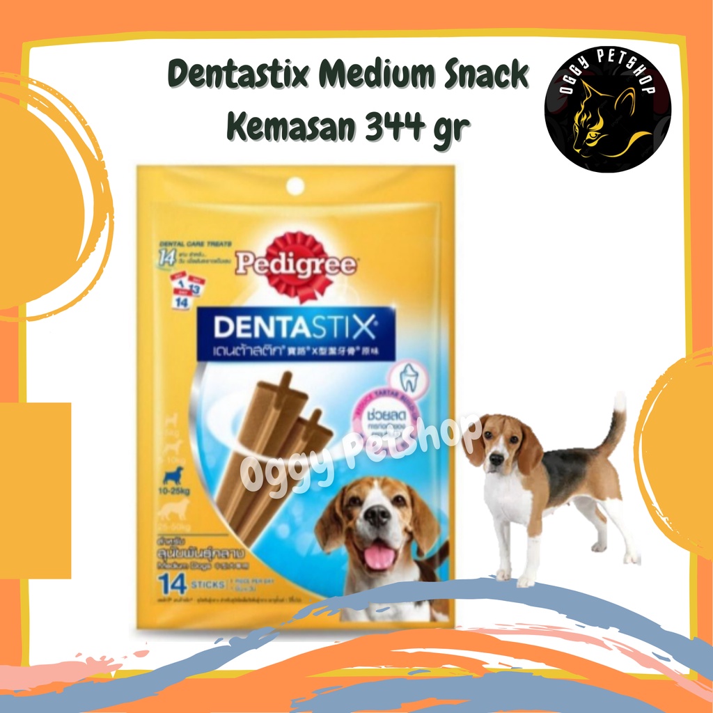 PEDIGREE Dentastix Medium Snack Anjing 10-25Kg Kemasan 344 gr Isi 14