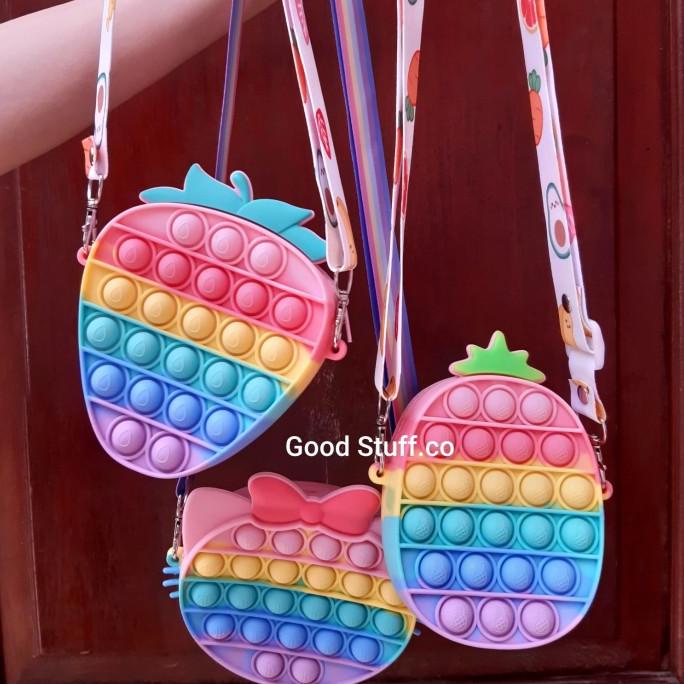 Diskon Ready Tas Pop It Sling Bag Strawberry Pineapple Nanas Tiktok Fidget