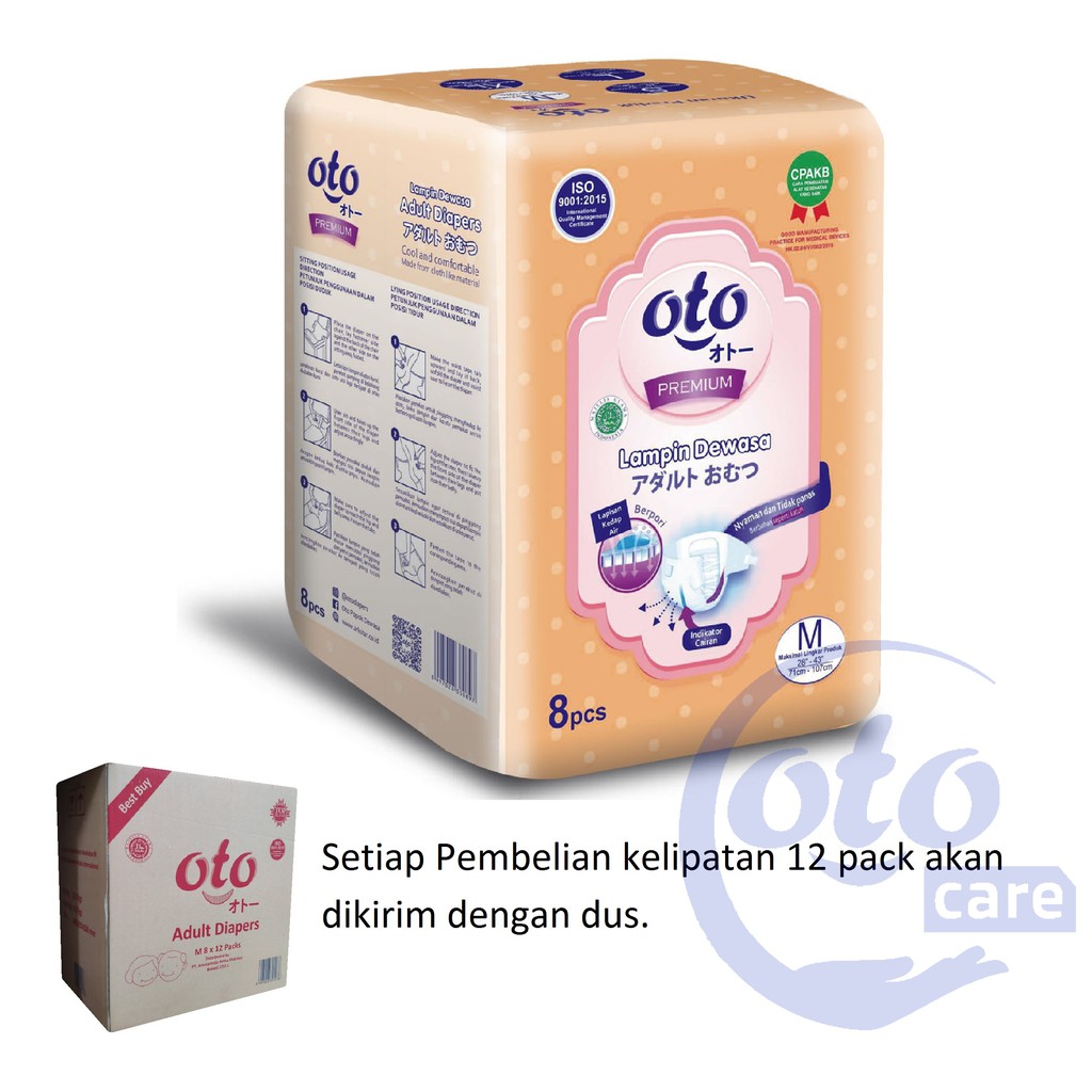 OTO Popok Dewasa PREMIUM ( Daya Serap Lebih Banyak ) Lem Perekat Adult Diapers M isi 8 pcs