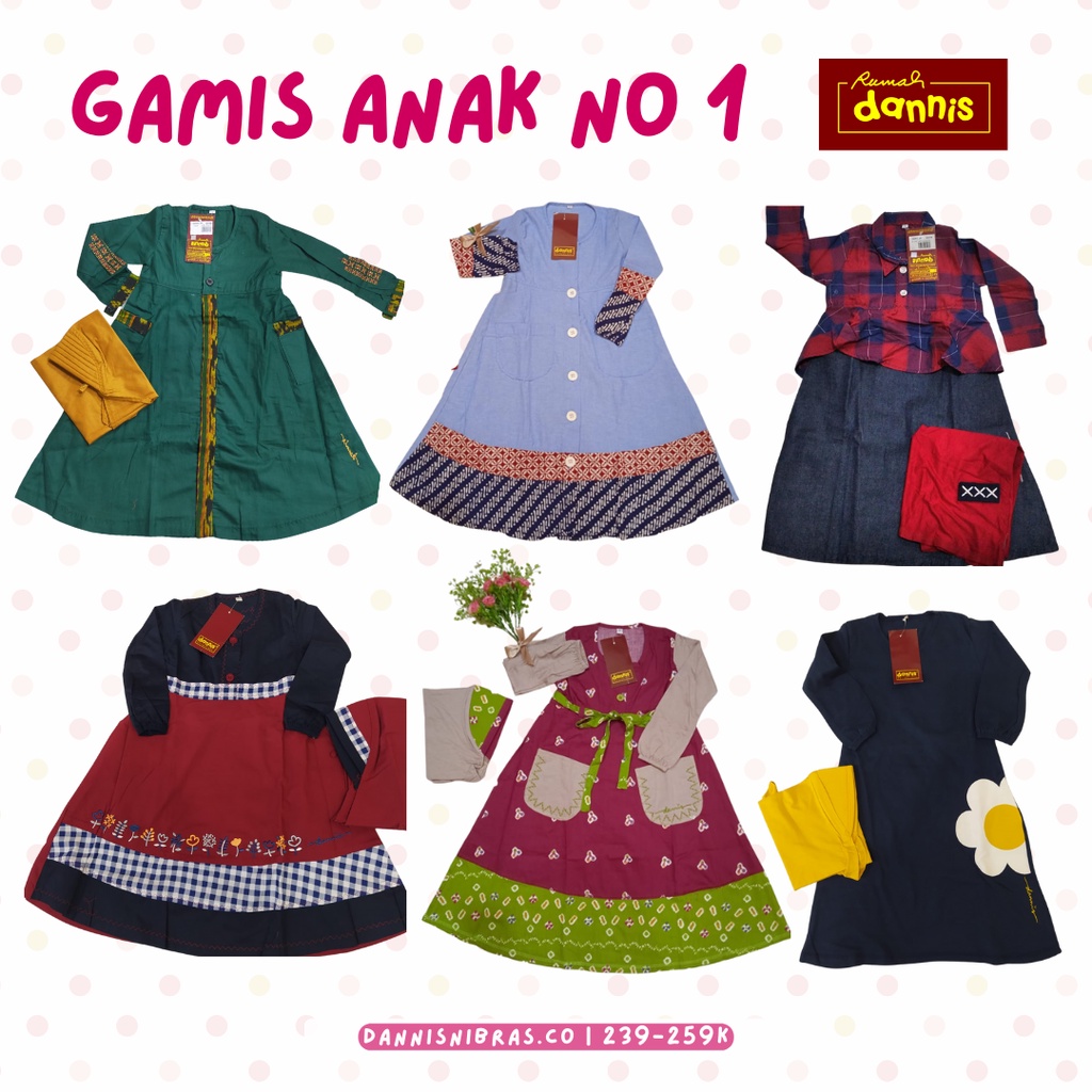 Dannis Anak no 1 Perempuan Gamis Set Reguler JA1 baju muslim ngaji danis dennis katun ja 1 promo