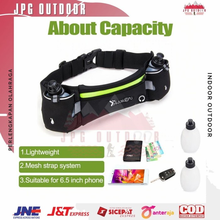 Tas Pinggang Olahraga Lari Running Waist Bag Trail Running Jogging - Full Black