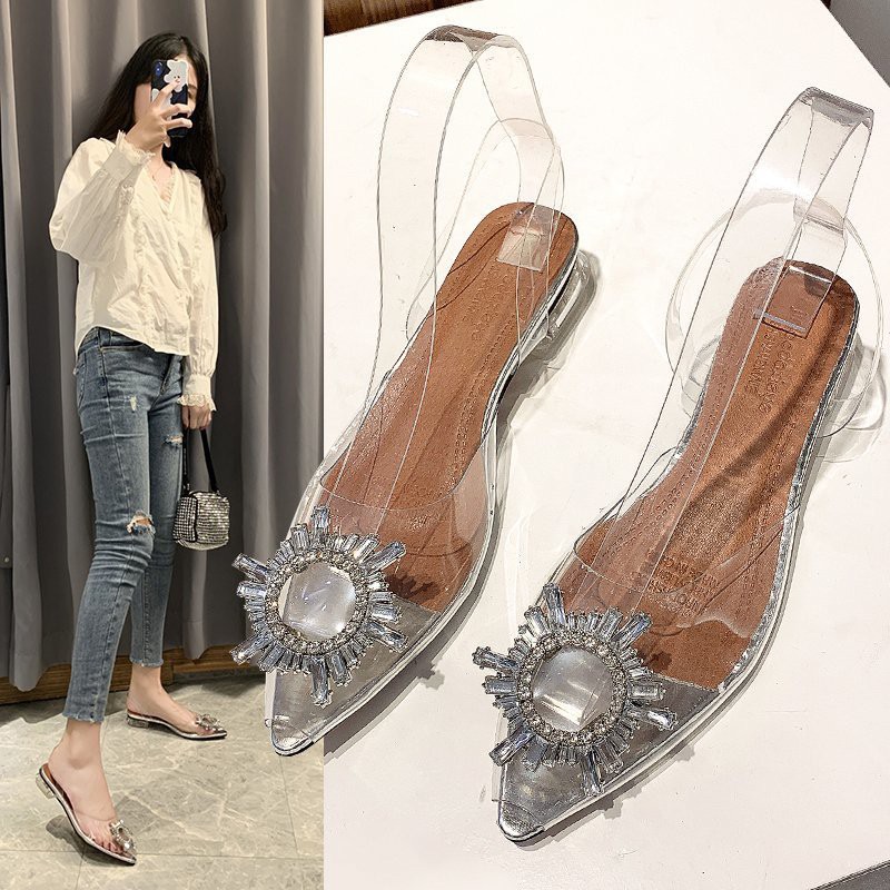 0129 Bohemian Bride Sepatu Flat Kaca Transparant Terbaru 3cm