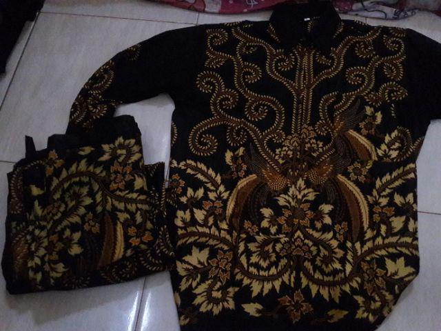 Batik Couple 2543 Blus Batwing Rok Lilit Kemeja Pria Wanita Modern Premium Sarimbit Katun