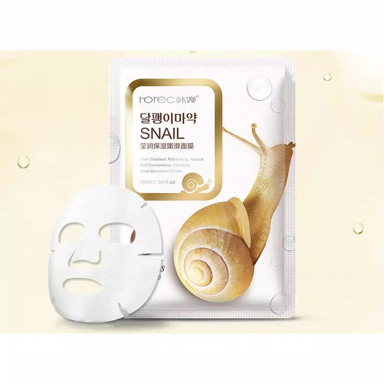 Rorec Snail Sheet Mask / Masker Wajah / Hydrating / Soothing Face Sheet Mask