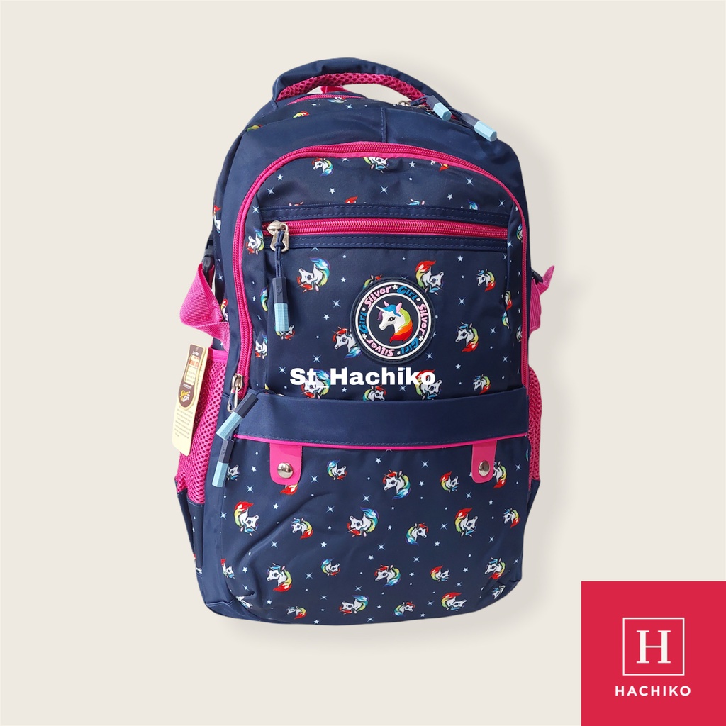 [TERMURAH] Tas Ransel Sekolah Silver Girl Backpack Remaja Cewe / Wanita Motif Unicorn Alto Original 