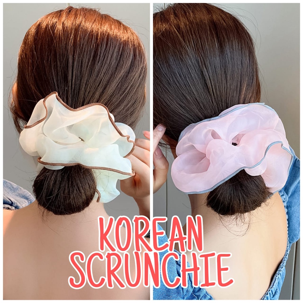 KOREAN SCRUNCHIE PITA KARET RAMBUT AKSESORIS KOREA IMPORT PERNAK PERNIK FASHION