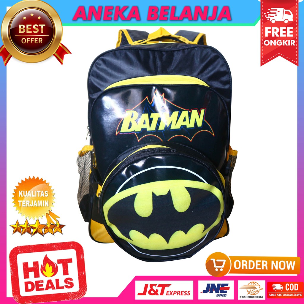 TERBARU Backpack Khusus Anak Cowok 2 In 1 Gambar Batman Keren Ekonomis Tas Multifungsi Casual Trendy