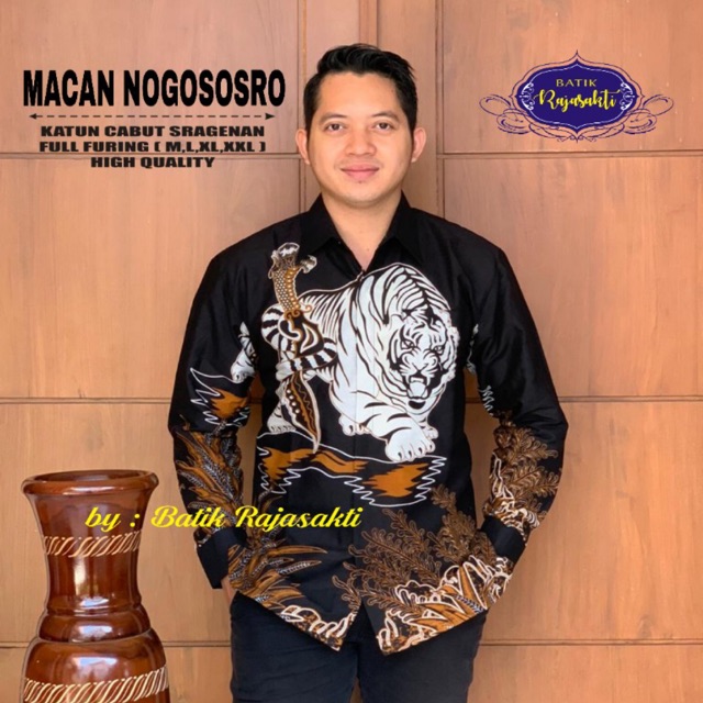 Kemeja Batik MACAN NOGOSONGO FULL FURING Katun Halus Sragenan Size M-XXL Termurah