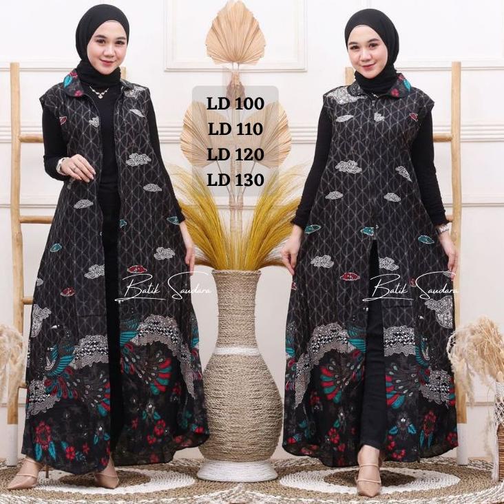 Barang Pilihan.. Batik Saudara Outer Panjang Risleting Depan Terbaru Kardigan Batik Wanita Cardigan 