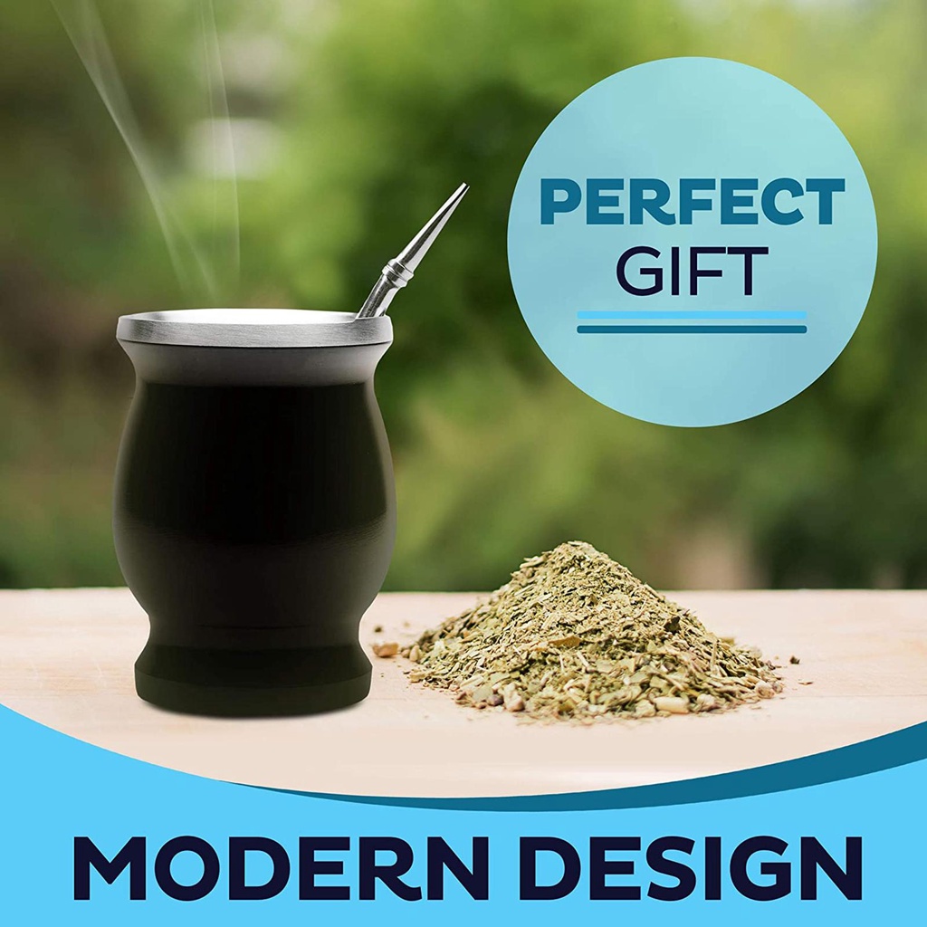 Populer 8oz Yerba Mate Labu Set Peralatan Minum Teh Sikat Pembersih Stainless Steel Double-Wall Bombilla Straw