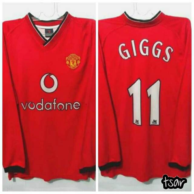 Jersey Manchester United Home 2000-2002 No.11 GIGGS Long Sleeve MULTISPORT Lokal Classic Vintage Med