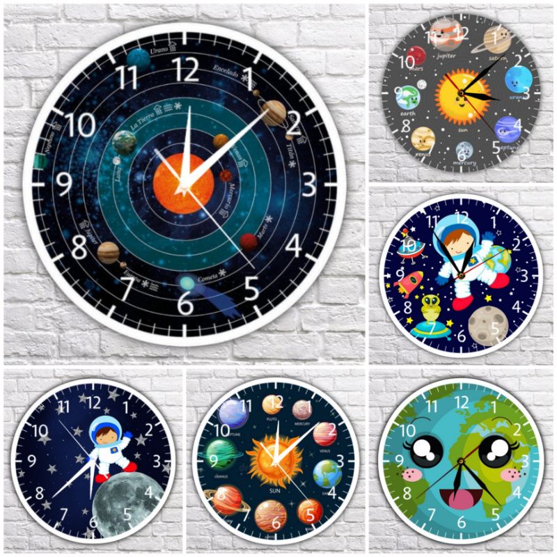 Jam dinding edukasi Planet tata surya diameter 30cm