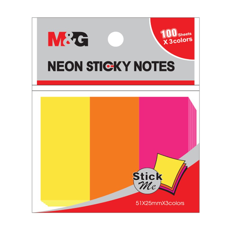 

Memo Tempel / Neon Color Sticky Notes – 76 x 51 mm – 3 colors (YS-186)