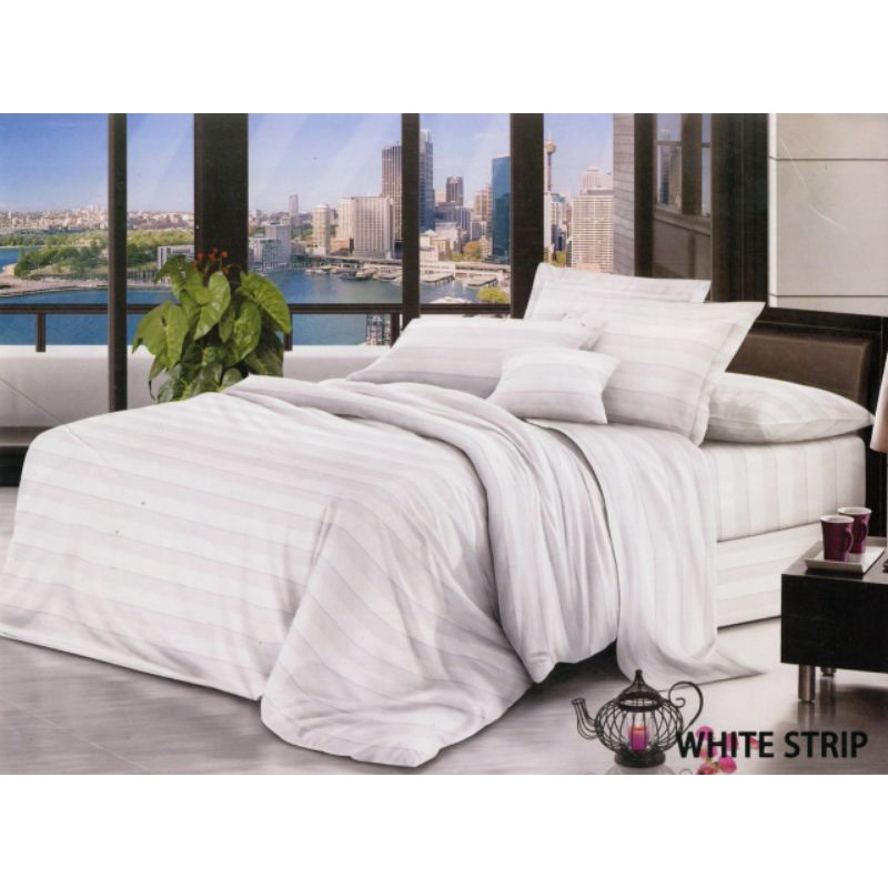 KAIN SPREI METERAN EMBOSS MIKROTEX DISPERSE 100 GSM PUTIH, NAVY