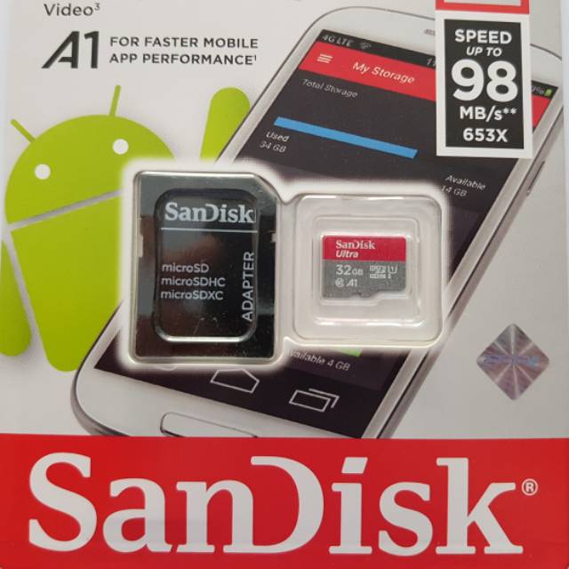 MEMORY MICROSD MICRO SD SANDISK 32GB CLASS 10 ULTRA ORIGINAL RESMI