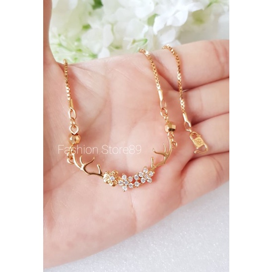 Kalung Koye Fashion Import xuping motif Bunga permata 3 perhiasan lapis emas 18k