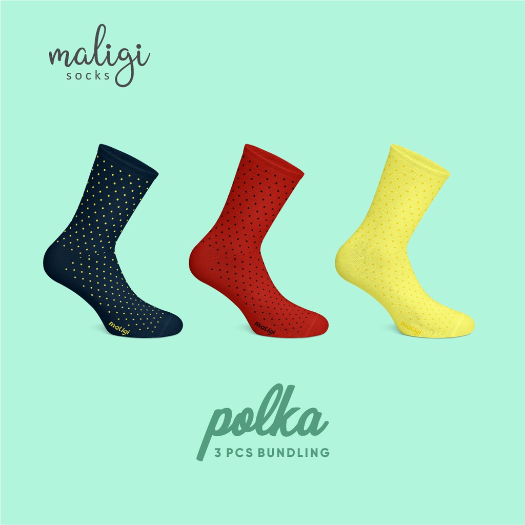 {Paket 3 PCS} Kaos Kaki Polka | Maligi Socks | Long Size