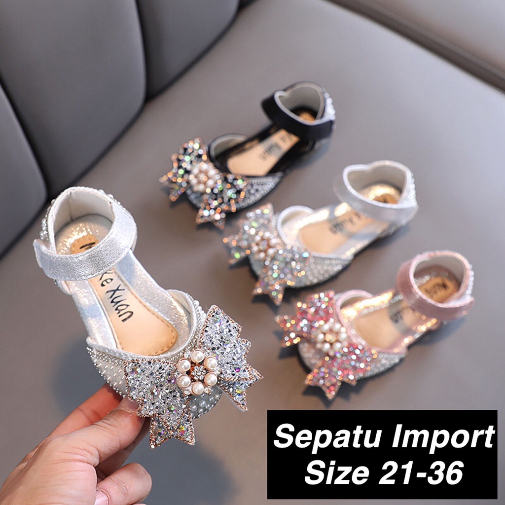 (LOLI-JKT) SP-F88 SEPATU PESTA ANAK PITA MUTIARA SIZE 21-36 BAHAN BAGUS