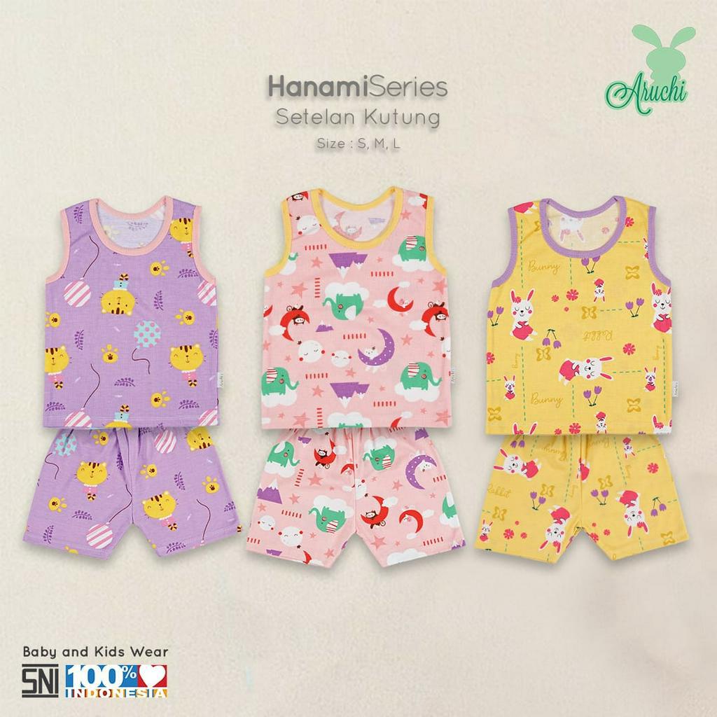 PROMO 7.7 BIG SALE stelan Kutung singlet Bayi Aruchi HANAMI / BALOON BAJU ANAK / BAJU BAYI SML SNI