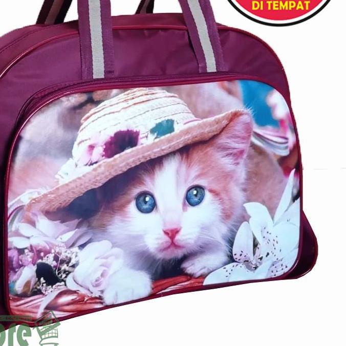 ♥ Tas Pakaian travel hand bag elle jumbo Motif Kucing Lucu Imut Tas Elle Gambar ●
