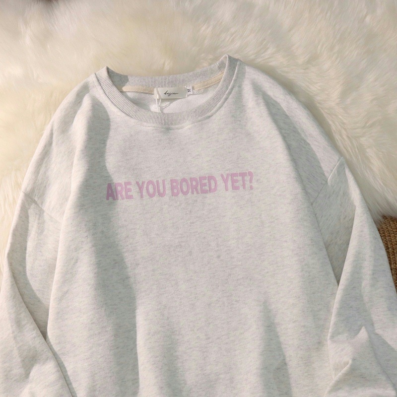 ARE YOU BORED Basic Sweater Crewneck Remaja Wanita Style Korea NR