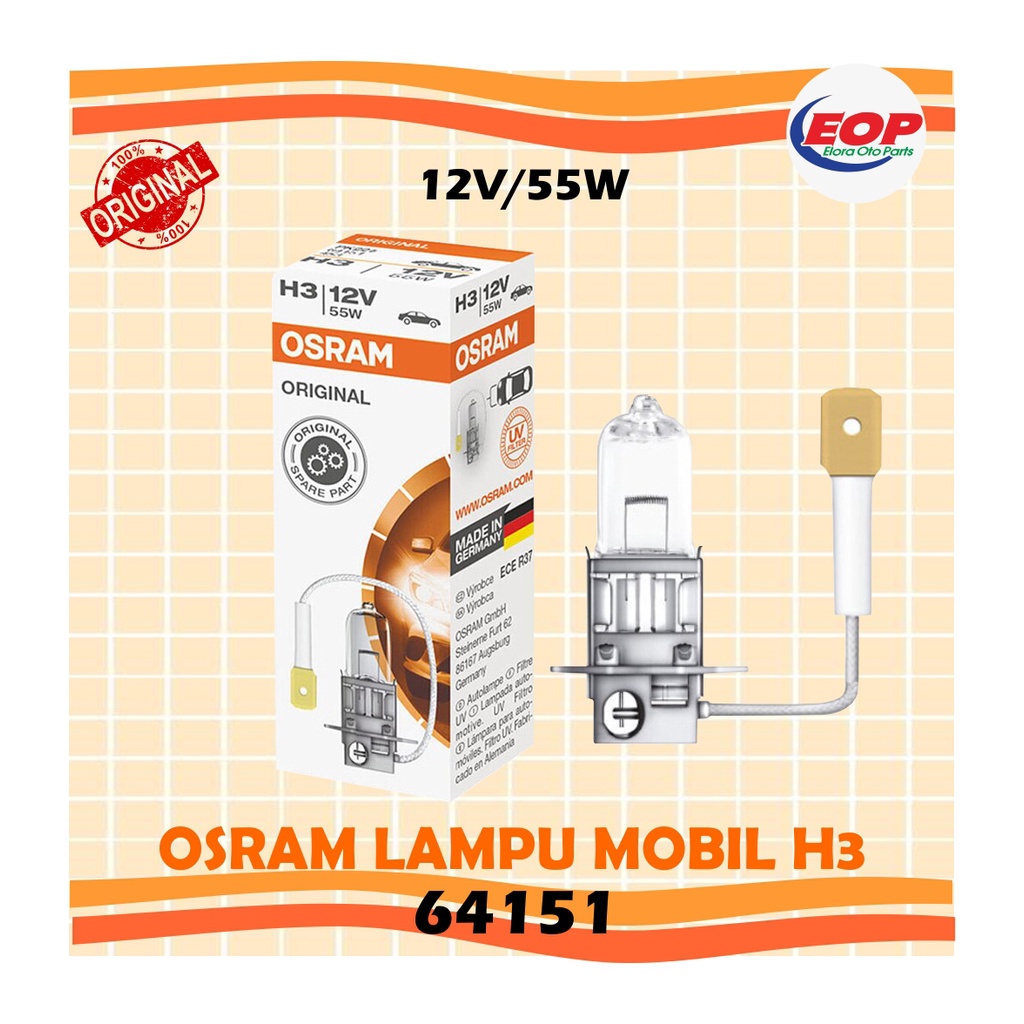 Osram Lampu Mobil H3 Original 64151 PK22s 12V 55W