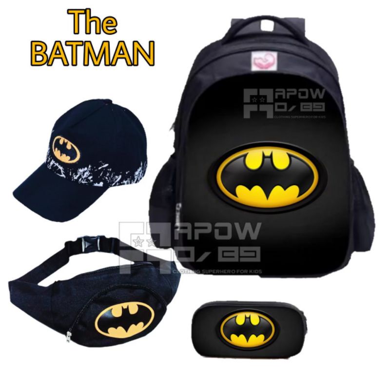 Paket Banyak Bonusnya 4in1 Tas Ransel Batman/Tas Ransel Anak Laki-laki Sekolah TK SD / Real Pict