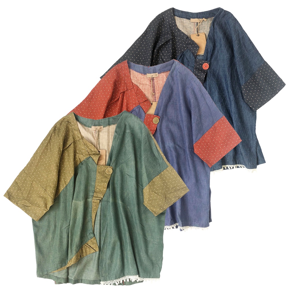 VEST OUTER LINEN PREMIUM HIJAU UNGU BIRU ASIMETRIS OVERSIZE KOREA