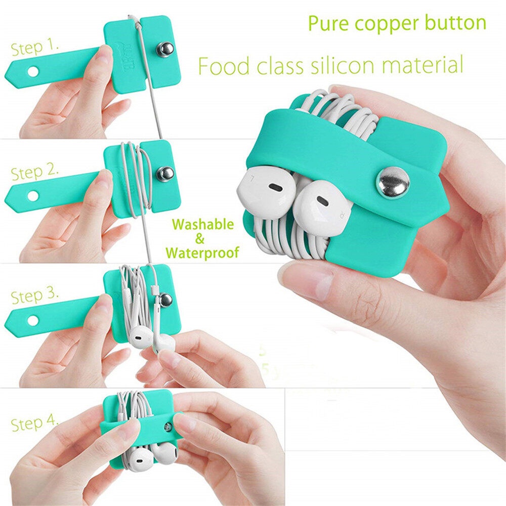 1pc Winder Organizer Kabel Handphone Bahan Silikon