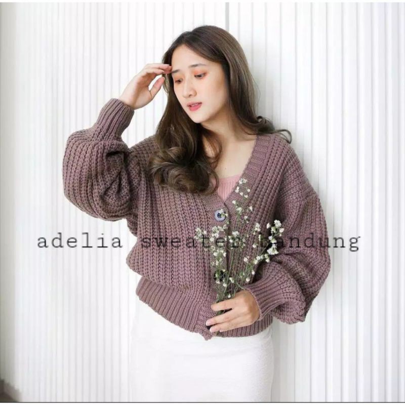 Eireen Cardigan Crop Premium | Nacara Outer Kardigan Wanita tipe 7Get Special-Burgundy