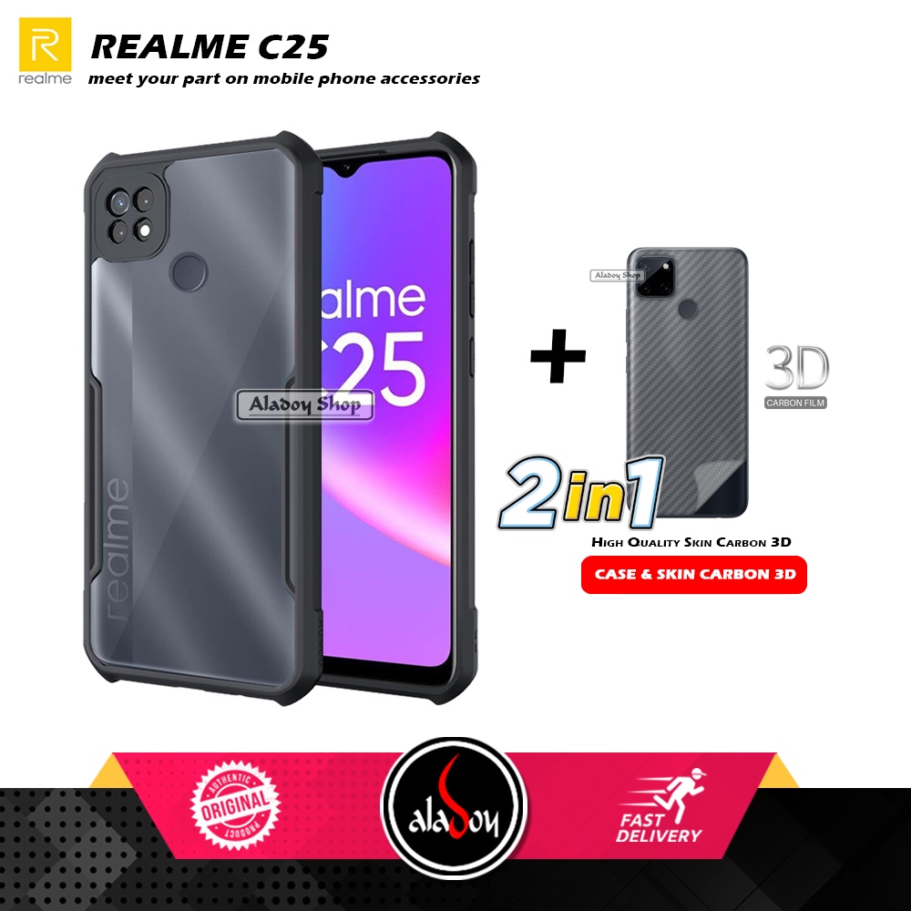 Case REALME C25 Armor Fusion Transparent Casing Free Skin Carbon 3D