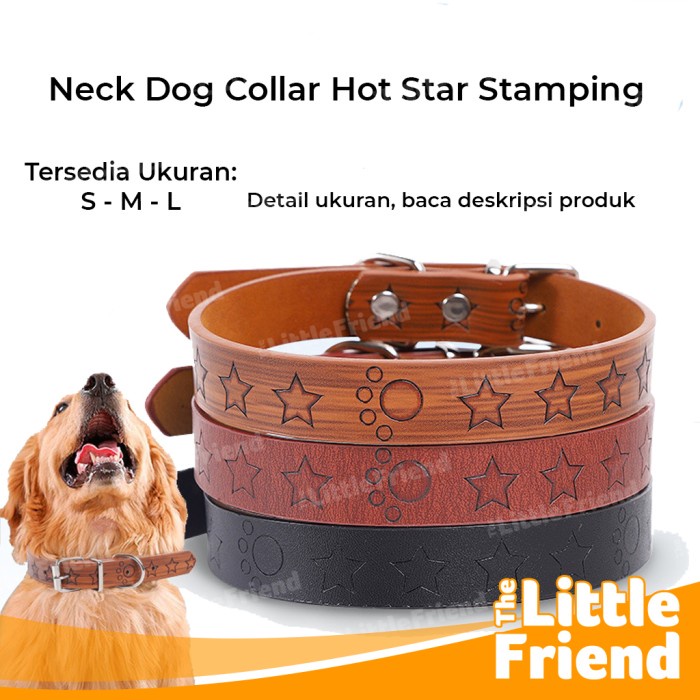 Kalung Leher Collar Anjing Kucing Kulit PU Leather HOT STAR STAMPING